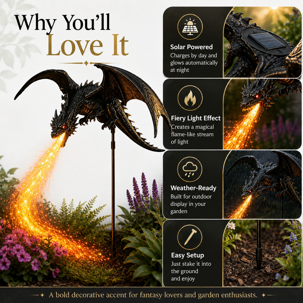 2027 Dragon’s Ember Solar Garden Decor