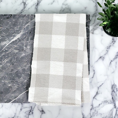 Buffalo Check Tea Hand Towel - Cotton Kitchen Tea Towel, Grey Black White