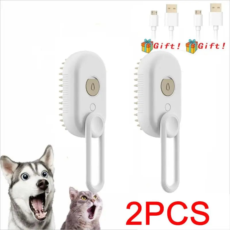 One-Button Spray Massage Brush — Steam Mist Grooming Comb for Cats & Dogs